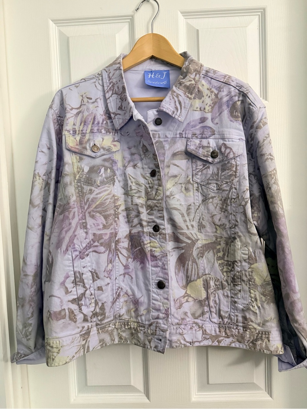 Lavender Botanical Print Denim Jacket